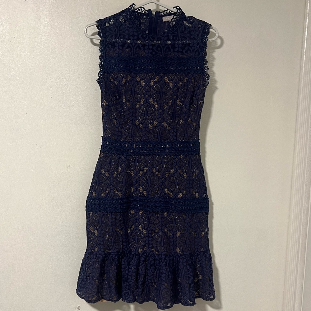 Chelsea28 Navy Lace Sleevless Formal Evening Mini Dress size XS